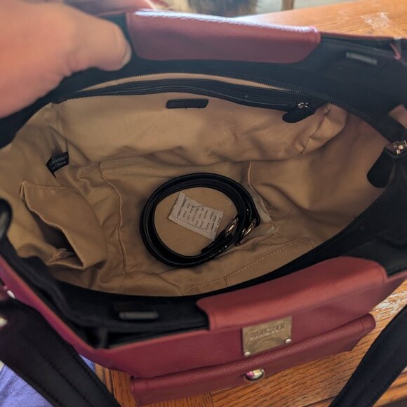 Miche Burgundy Purse Leather Snap up 1 Large Compartment with Side Compartment - Picture 6 of 6
